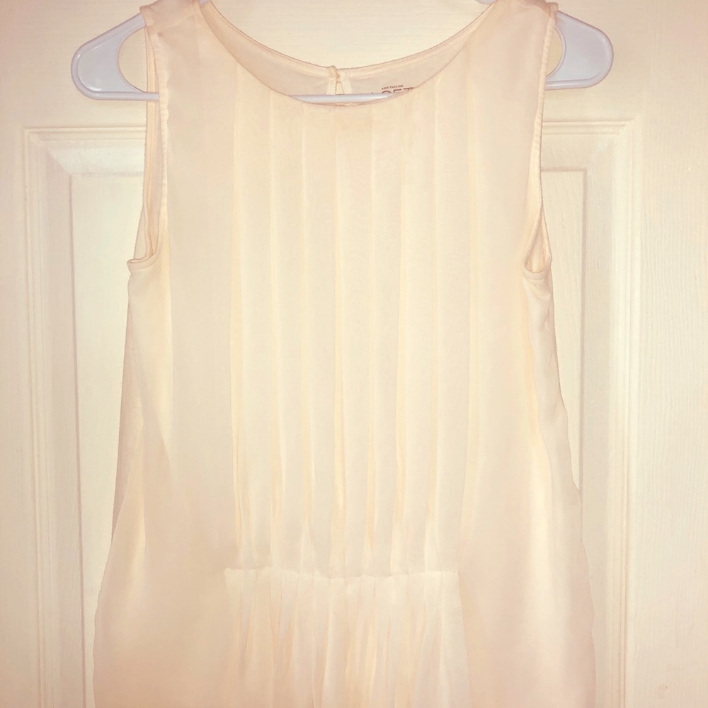 Loft Ivory Chiffon Tank Blouse Small